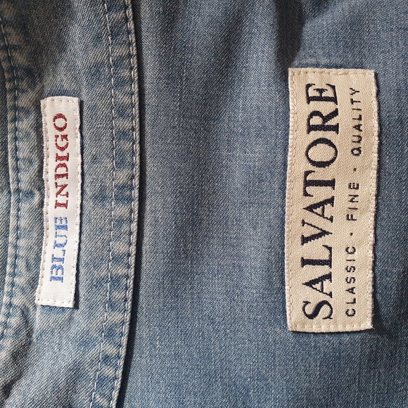 Mens Size Chest 52-53" Collar 47cm Vintage Light Blue Denim Shirt - Picture 9 of 10